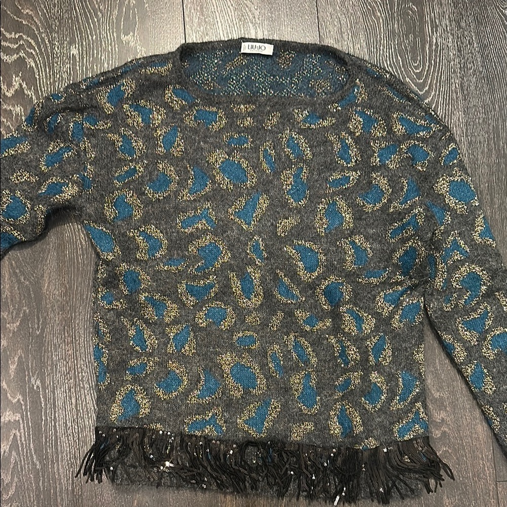 Liu Jo Black and Gold Patterned Sweater
